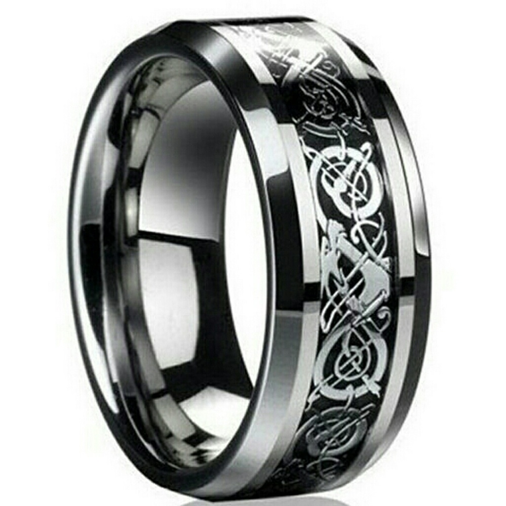 Silver & Black Titanium Celtic Knotwork Band  b